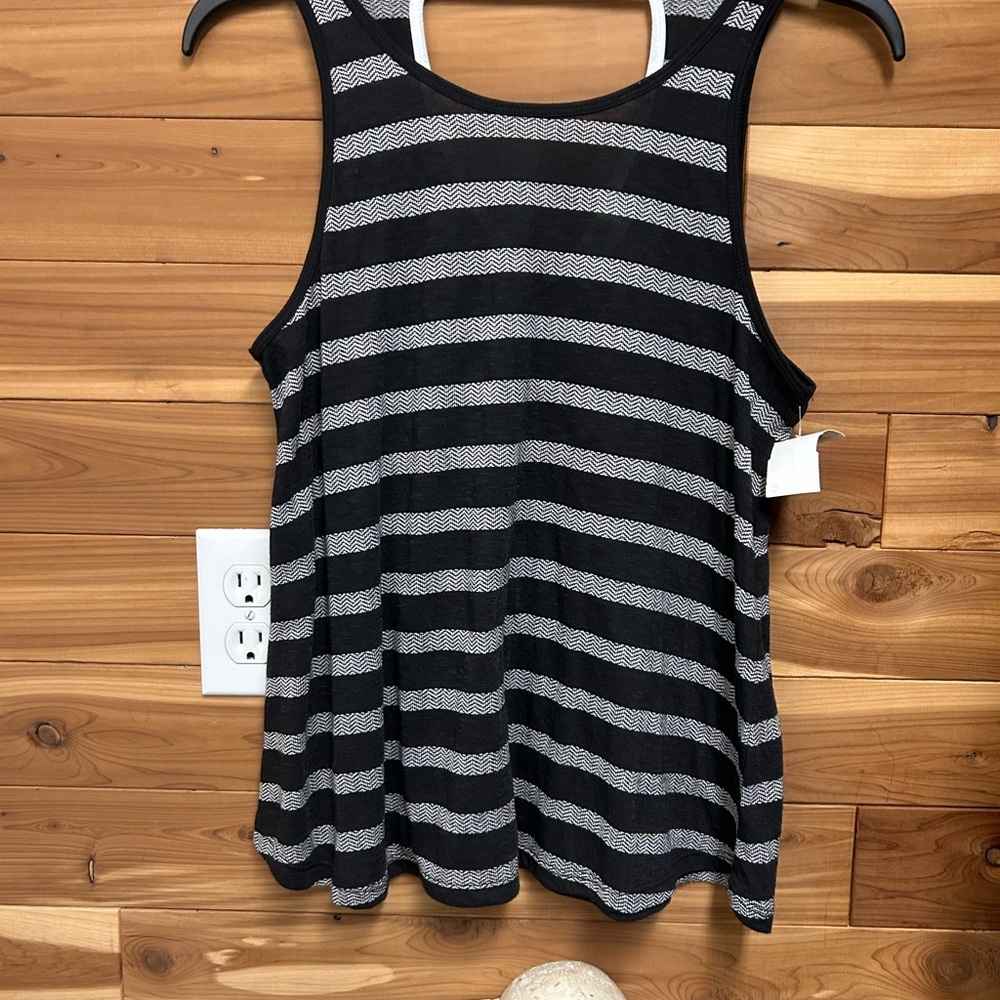 Old Navy Black and White Striped Tank Top